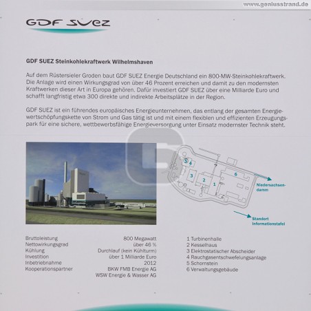 Blick auf die Informationstafel der GDF Suez